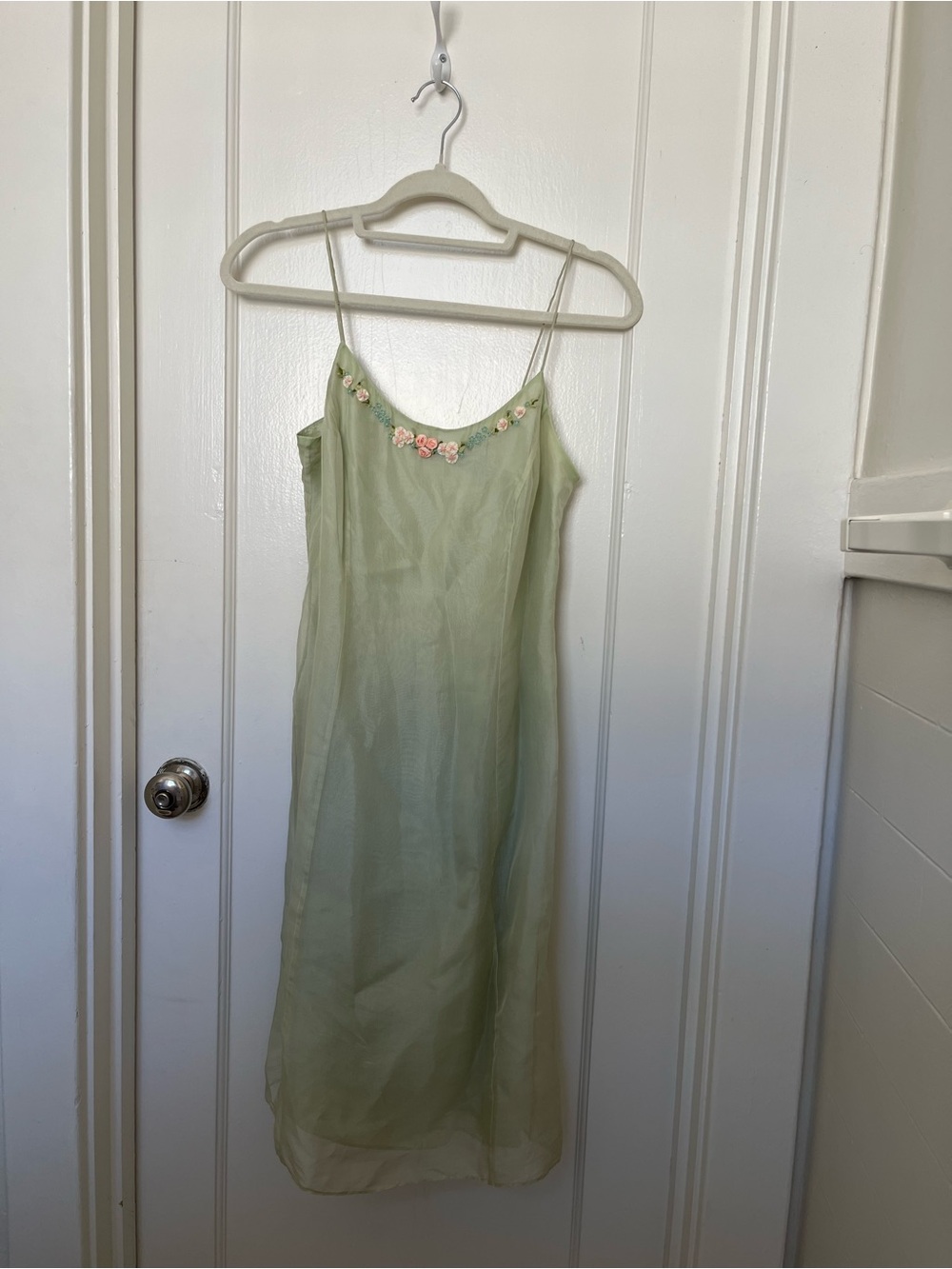 Fairycore Sage Green Silk Midi Dress